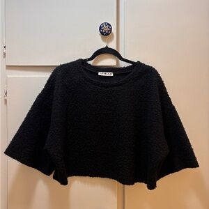love J Black Cropped Bouclé Crew Sweater